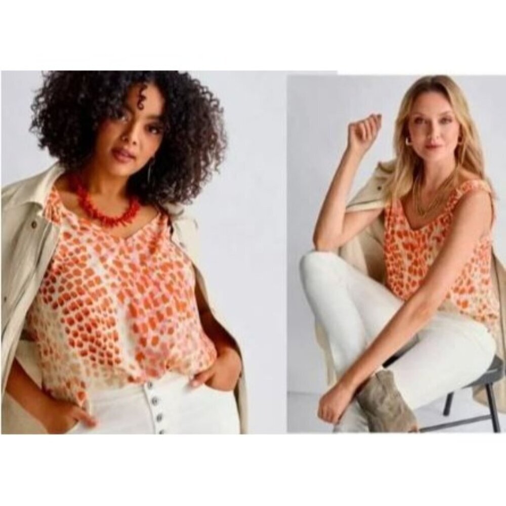 Cabi 8029 Rotation Tank Small EUC Cream Orange  SOLD OUT